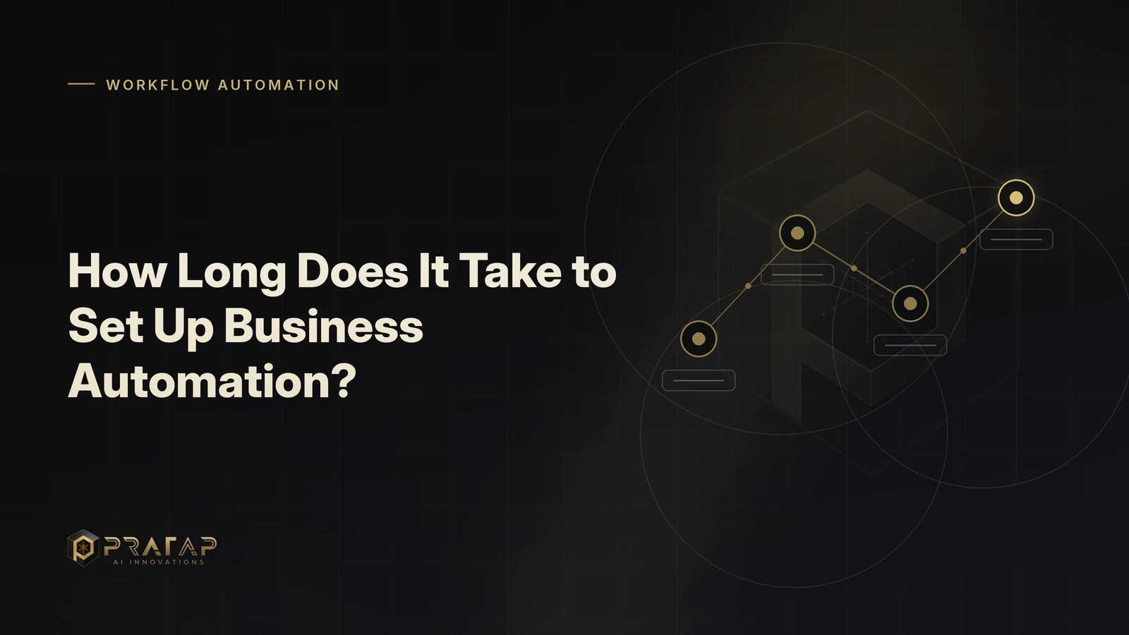 Pratap AI blog cover about workflow automation: How Long Does It Take to Set Up Business Automation?